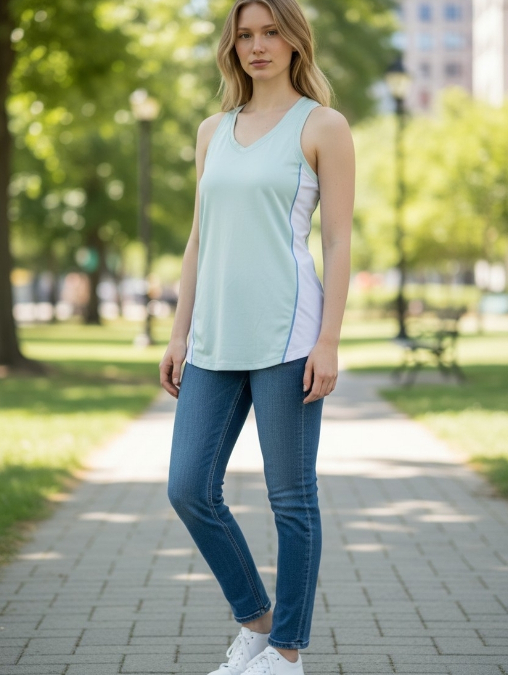 ALO Yoga Mint Green Active Top with Subtle White Logo